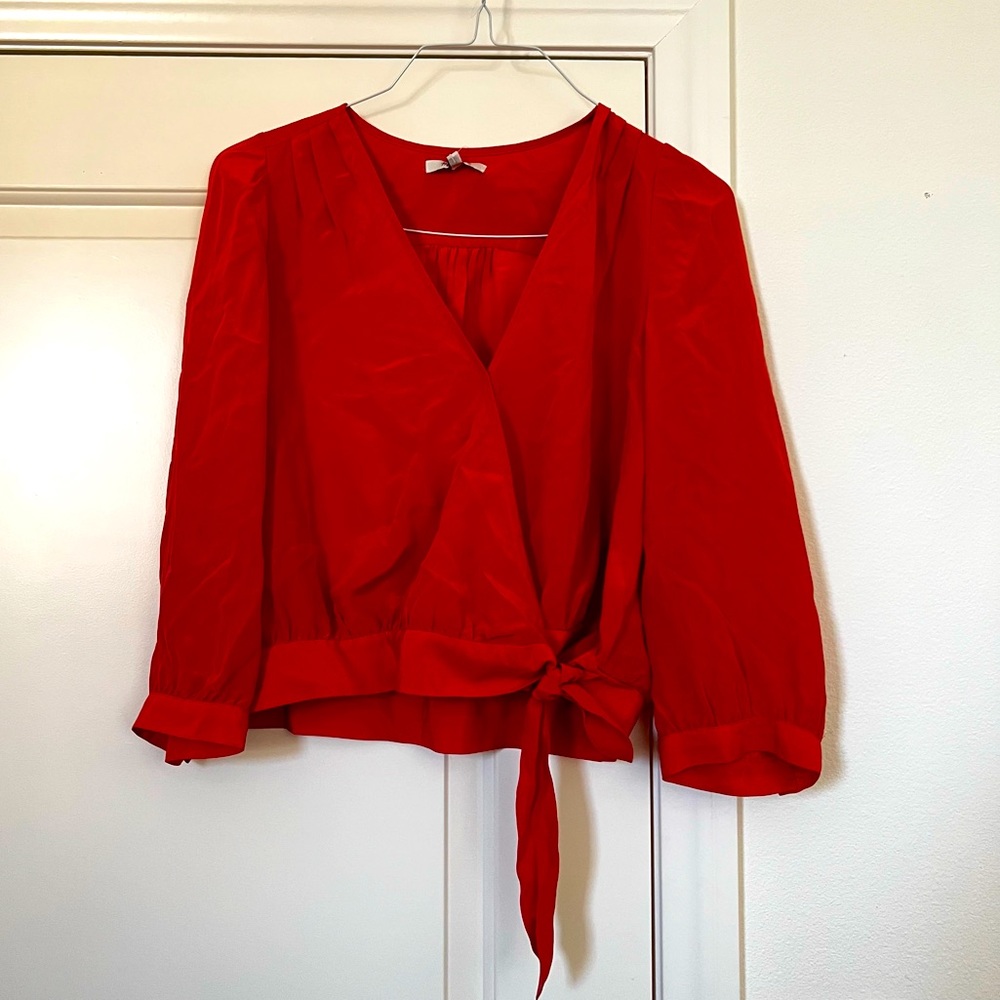 NWT Madewell silk wrap top Size L
